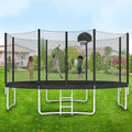 Merax 14FT Trampoline with Safety Enclosure, Basketball Hoop & Ladder Black