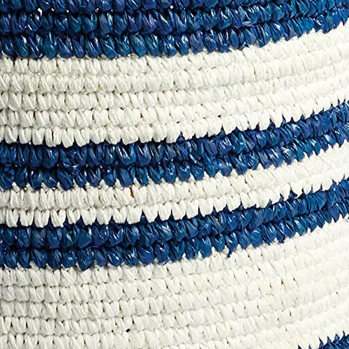 MY SWANKY HOME Coastal Blue White Stripe Tall Hamper Tote Baskets Set of 2