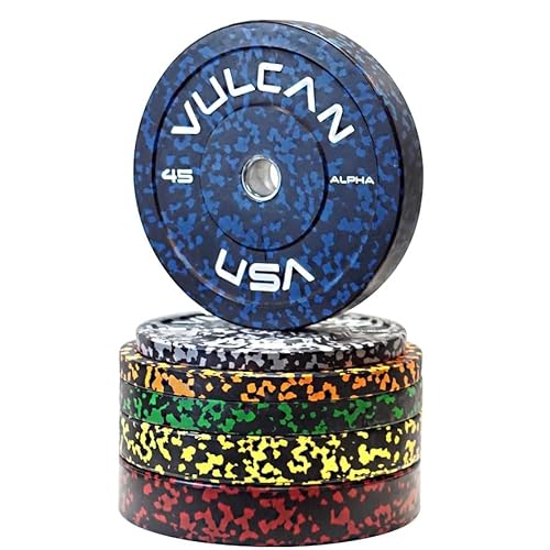 VULCAN Alpha Bumper Plate Set Blue/Yellow/Green/Orange/Grey Fleck