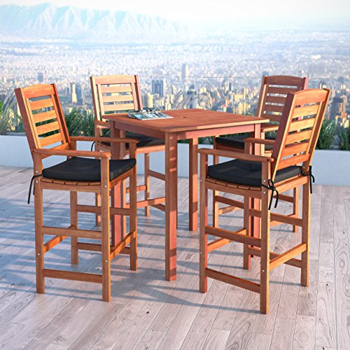 CorLiving Miramar Patio Bistro Set Cinnamon Brown/Black