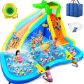 AKEYDIY 6-in-1 Blue Inflatable Water Slide Park for Kids