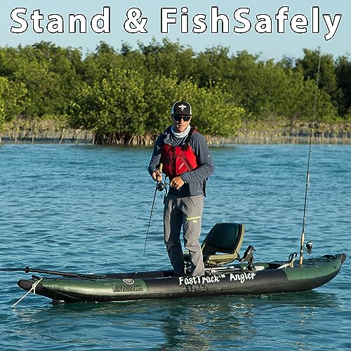 Sea Eagle 385FTA Fasttrack Inflatable Green Fishing Kayak with Accessories