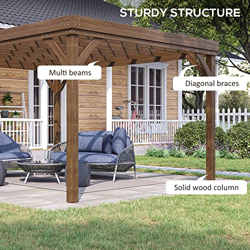 Outsunny 10' x 12' Outdoor Pergola Wood Gazebo Brown