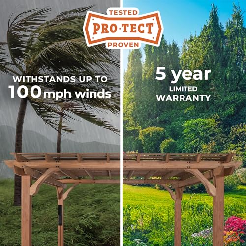 Backyard Discovery Beaumont 24' x 12' Cedar Wood Pergola Kit Light Brown