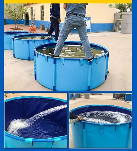 WANLIAN Pool Above Ground Canvas Fish Pond Circular Thickening Blue