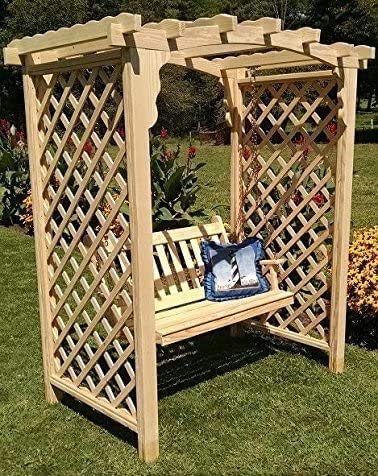 Backyard Crafts Amish-Made Jamesport Style Pine Arbor with Swing 6' Wide Cedar Stain