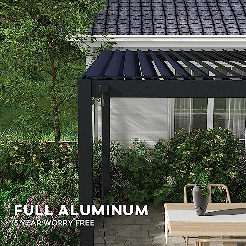 MIRADOR 111DA Louvered Pergola 10Ft x 20Ft Adjustable Roof Charcoal