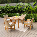 Cambridge Casual Sydney Teak Wood 5 Piece Outdoor Dining Set All-weather Wicker/Light Tan