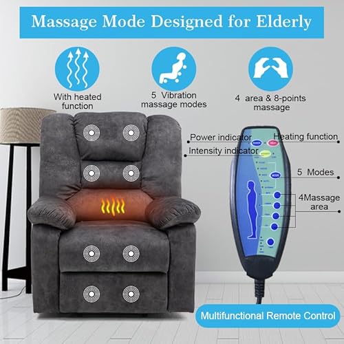 FANYE Electric Power Lift Chair for Elderly with Massage and Heat Dark Gray