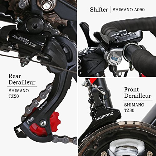 EUROBIKE Road Bike TSM550 21 Speed 49 cm Frame Dual Disc Brake 700C 3-Spoke Wheels Black White K Wheel