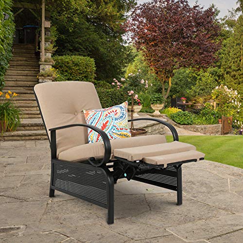 Patio Tree Adjustable 2-Piece Lounge Chair Recliner Sofa with Removable Cushion Beige