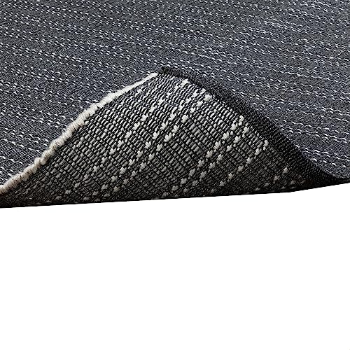 Benzara Handwoven Indoor Outdoor Area Rug 8 x 10 Charcoal Gray