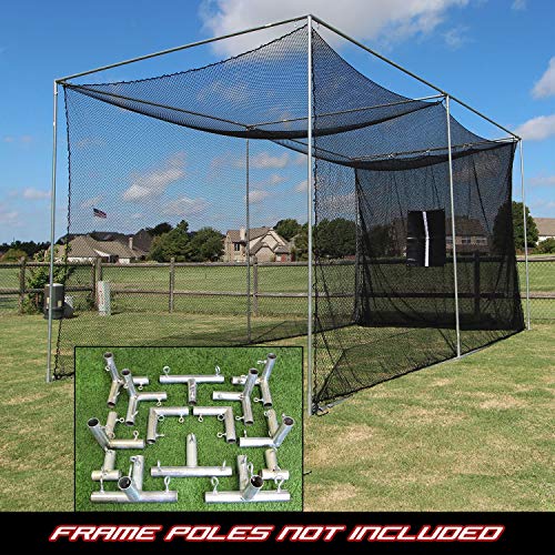Jones Sports Golf Cage Practice Net 20' x 10' x 10' Frame Kit & Baffle Included