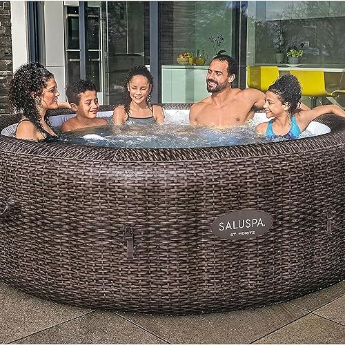 Bestway SaluSpa St Moritz AirJet Hot Tub with Non-Slip Seats & Padded Headrest Pillows Brown
