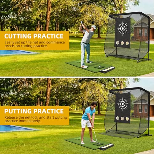 DWVO Golf Hitting Net with Steel Frame Black