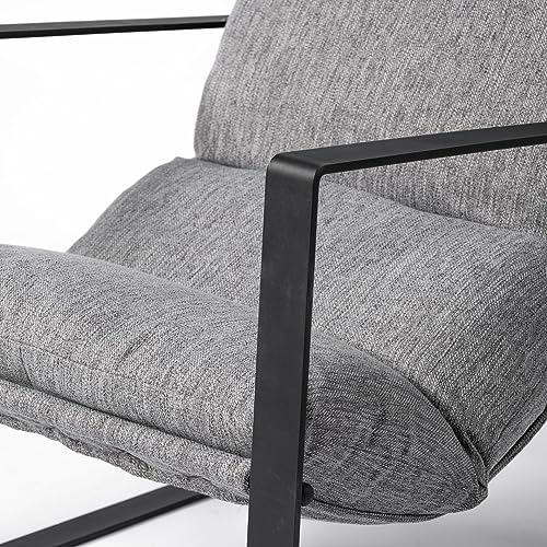 HomeRoots Stone Gray and Black Metal Sling Chair Black