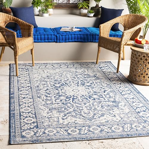 MARK & DAY 10x14 Mantinge Traditional Outdoor Rug Navy