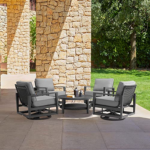 Armen Living Grand Modern Outdoor Patio Conversation Seating Set 5 Piece Black