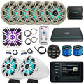 KICKER KMC4 Marine Bluetooth Receiver with 6x8" LED Speakers, 2x8" Tower Speakers, 10" Subwoofer & Amps