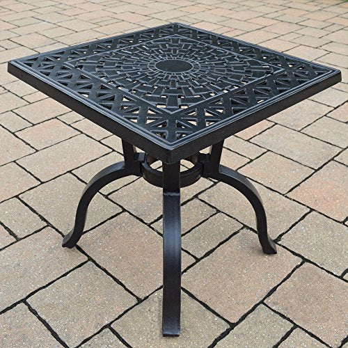 Oakland Living Ice Cooler Cart Swivel Rocker Set with Cushions & Side Table Antique Black