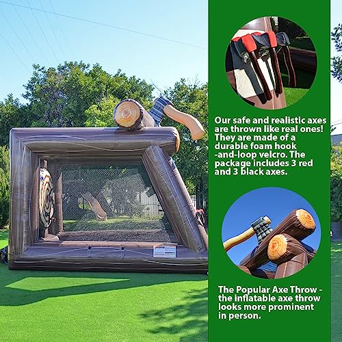 XJUMP 13' Inflatable Axe Throwing Target Game with Blower and Foam Axes Brown/Black