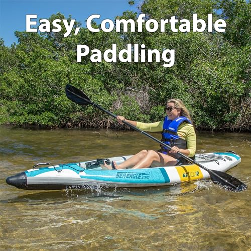 Sea Eagle EZLITE 10 Ultralight Inflatable Kayak White/Turquoise Blue/Yellow