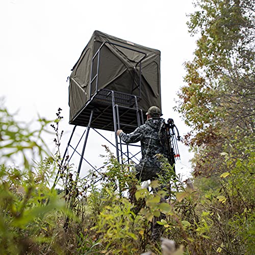 CAGE PERMANENT HUB BLIND Hunting Tower 8' with 66" Platform Black