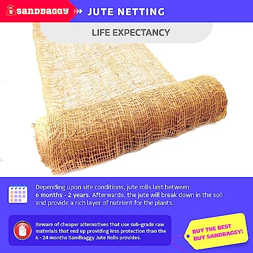 Sandbaggy Jute Netting Roll Erosion Control Matting Blanket 225 ft x 4 ft Brown