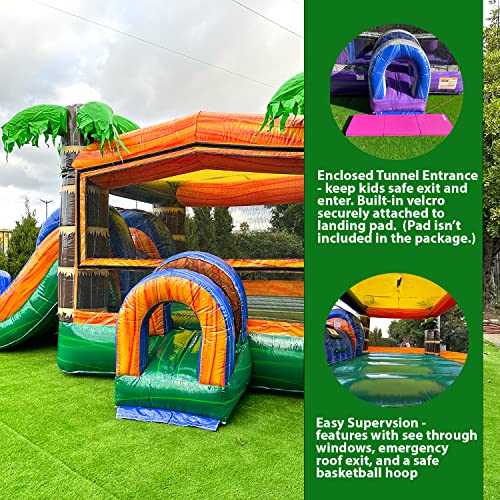 XJUMP Tropical Bounce House Water Slide Orange