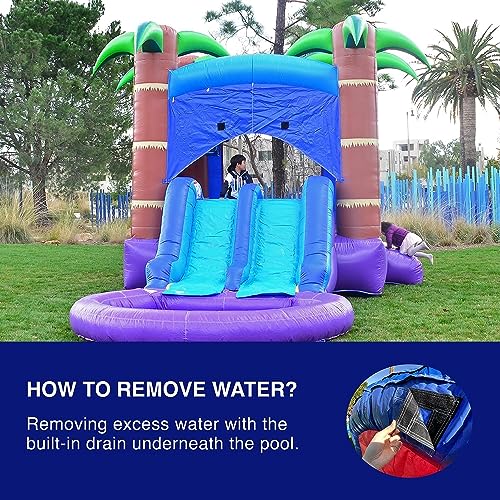 HERO KIDDO Enchanted Forest Bounce House Water Slide with Pool
