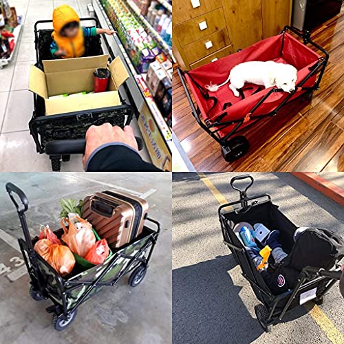 5sssallefaa Folding Camping Cart 4-Wheeled Utility Wagon Garden Trolley 100kg Load-Bearing