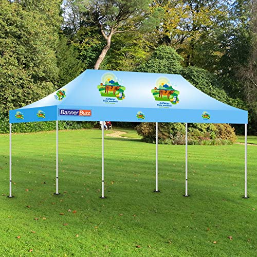 BANNER BUZZ Custom Ez Pop Up Canopy Tent 20' x 10' with Wheeled Carry Bag