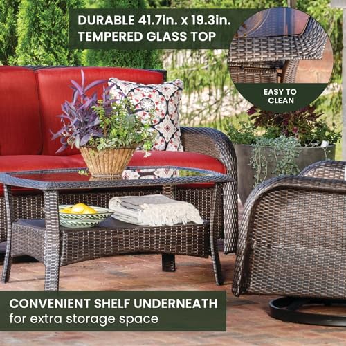 Hanover Strathmere Outdoor 4-Piece Conversation Set Crimson Red