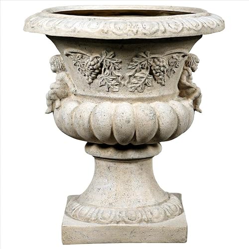 Design Toscano Grape Harvest Cherub Architectural Garden Urn Roman Stone
