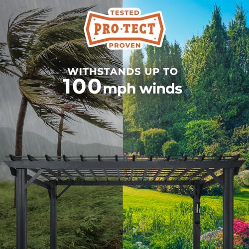 Backyard Discovery Stratford 12' x 10' Galvanized Steel Pergola Kit with Shade Sail Canopy Black