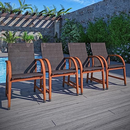 Amazonia Bahamas 7 Piece Oval Patio Dining Set Eucalyptus Wood Black