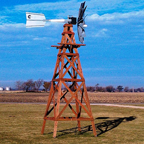 Outdoor Water Solutions Red Cedar Aeration Windmill 16 Foot Yellow
