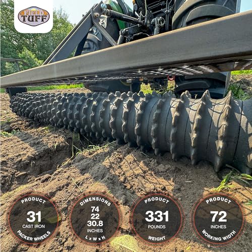 Field Tuff 5' 3 Point Cultipacker with 26 Cast Iron Wheels, 60" Working Width, Black