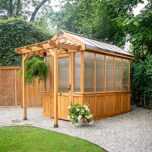 Backyard Discovery Bellerose 9' x 6' Cedar Wood Greenhouse Kit Light Brown