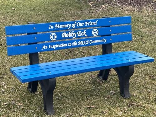 The Roudebush Company Memorial Park Bench with Color Filled Epoxy Letters Recycled Plastic