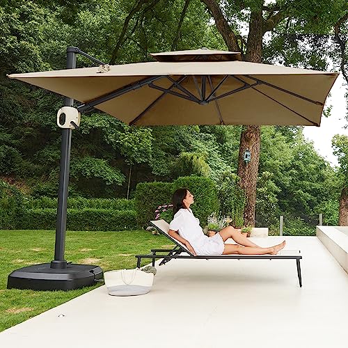 EAST OAK 10ft Square Patio Umbrella Tan
