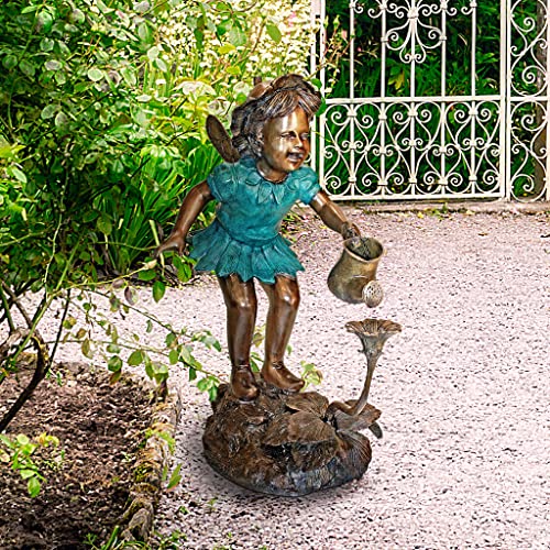 Design Toscano The Fairy Gardener Garden Statue Cast Bronze Two Tone Bronze & Verdigris