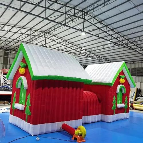 Alessia Cara Inflatable Christmas Houses and Santa Claus with Blower Red/White 23x10x11.5ft