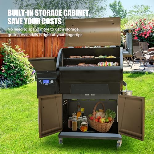 Z GRILLS Pellet Grill Smoker with PID 2.0 Controller, LCD Screen, 2 Meat Probes, 697 sq in Cooking Area, Huge Storage Cabinet, Rain Cover Bronze