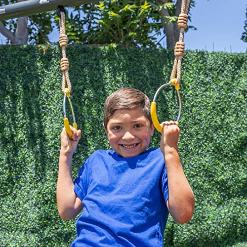 Jungle Warrior Jaguar Metal Swing Set with Slide & Gymnastic Rings Orange/Green/Grey