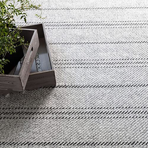 Dash & Albert Handwoven Melange Stripe Rug 8x10 Feet Grey/Black