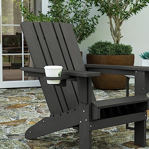 Merrick Lane Ridley Adirondack Chairs Set of 4 Weather Resistant Poly Resin Grey