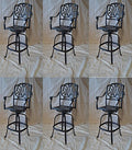 Patio Land Elizabeth Outdoor Patio Swivel Bar Stools Cast Aluminum Dark Bronze