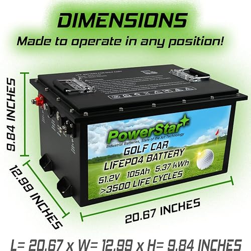 PowerStar 51V LiFePO4 Golf Cart Battery Replacement Black