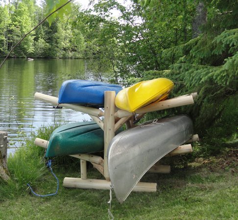 Log Kayak Rack 4 Place Unfinished